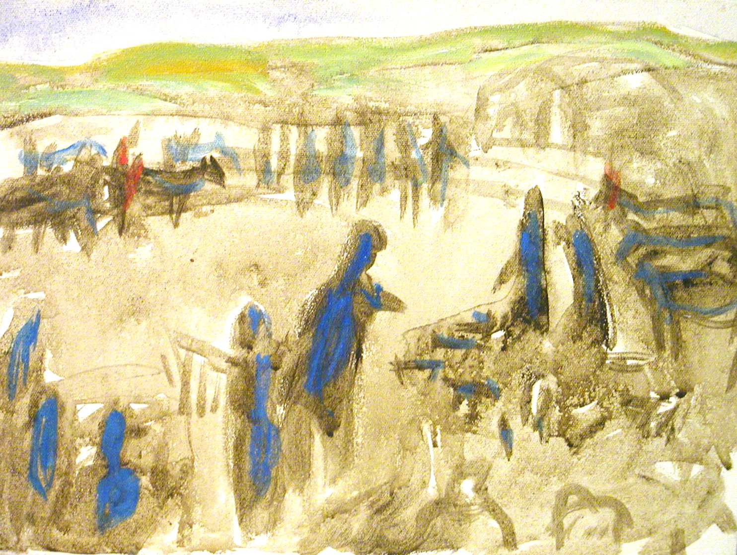 The night people heading to Bethlehem